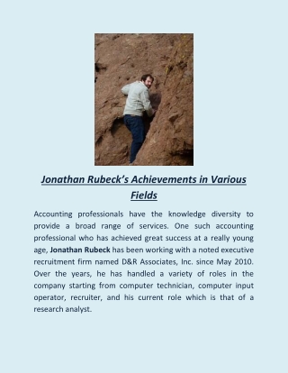 Jonathan Rubeck’s Achievements in Various Fields