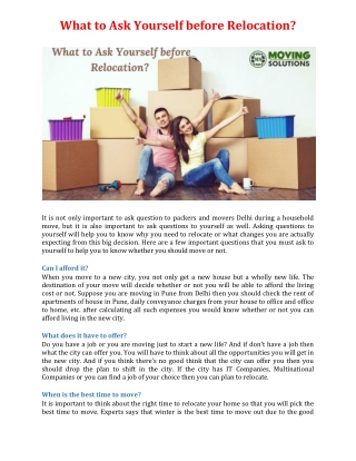 What to Ask Yourself before Relocation?