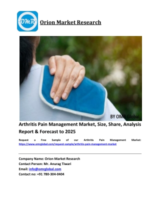 Arthritis Pain Management Market Size, Industry Trends, Share and Forecast 2019-2025