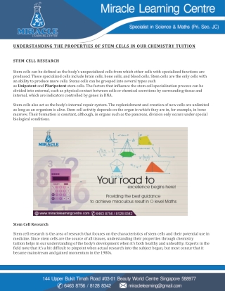 Understanding the properties of stem cells in our chemistry tuition