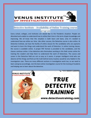 Detective institute availability of online training course program