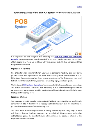 Important Qualities of the Best POS System for Restaurants Australia