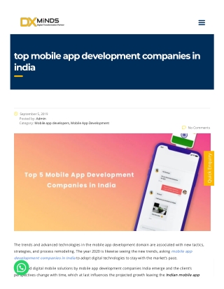 Top Mobile App Development Company in India - DxMinds
