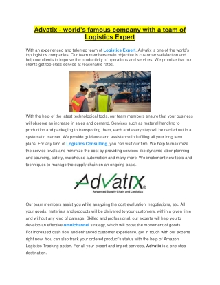 Advatix - world’s famous company with a team of Logistics Expert