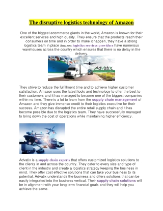 The disruptive logistics technology of Amazon