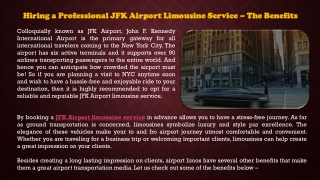 Hiring a professional jfk airport limousine service – the benefits