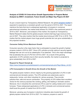 Analysis of Potential Impact of COVID-19 on Growth Opportunities in Propane Market