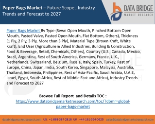 Paper Bags Market – Future Scope , Industry Trends and Forecast to 2027