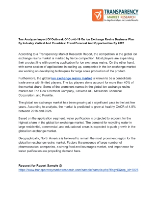 Impact of Outbreak of COVID-19 on Ion Exchange Resins Market Business Plan