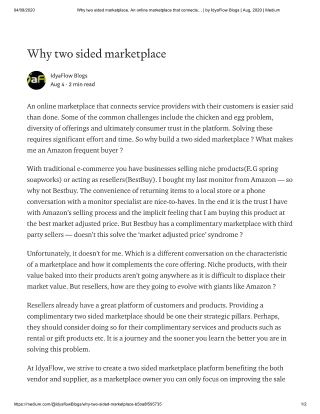 why two sided marketplace
