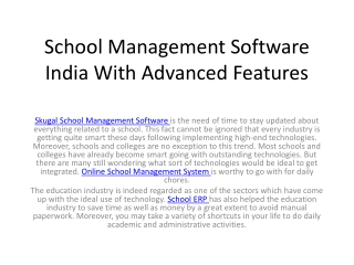 skugal School ERP  India With Advanced Feautres