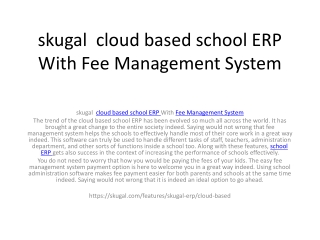 skugal cloud based school ERP With Fee Management System