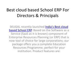 Best cloud based School ERP For  Directors & Principals