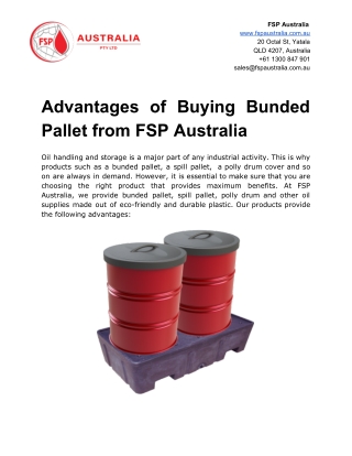 Advantages of Buying Bunded Pallet from FSP Australia