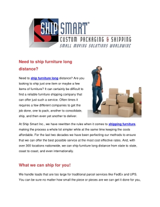 Reputable Furniture Shipping Experts