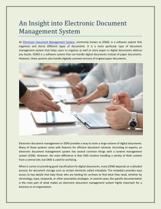 An Insight into Electronic Document Management System