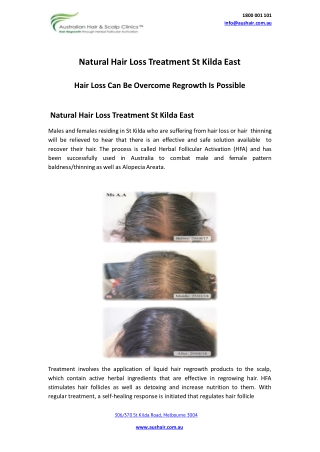 Natural Hair Loss Treatment St Kilda East