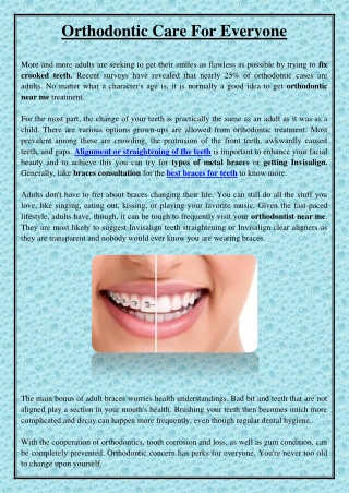 Orthodontic Care For Everyone