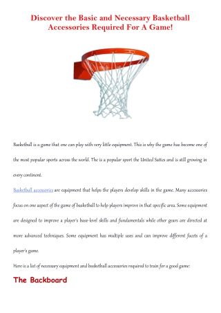 Discover the Basic and Necessary Basketball Accessories Required For A Game!