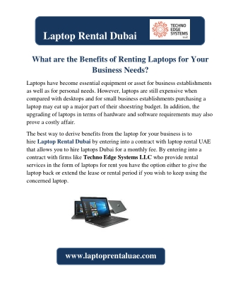 What are the Benefits of Renting Laptops for Your Business Needs in Dubai?