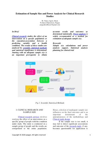 ESTIMATION OF SAMPLE SIZE AND POWER ANALYSIS FOR CLINICAL RESEARCH STUDIES