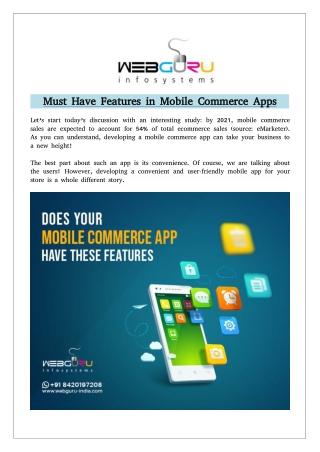 Must Have Features in Mobile Commerce Apps