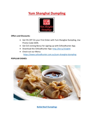 5% Off - Yum Shanghai Dumpling - Chinese takeaway Richmond, Vic