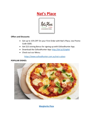 15% Off - Nat's Place Menu Pizza Restaurant in Bundoora, VIC.