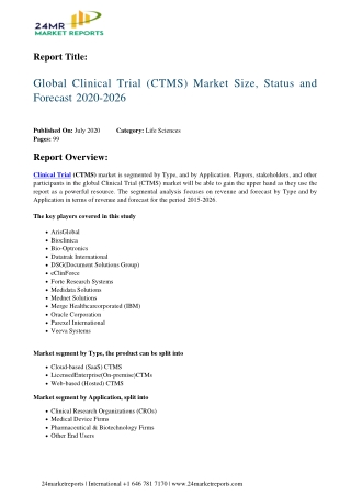 Clinical Trial (CTMS) Market Size, Status and Forecast 2020-2026