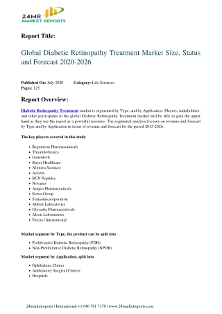 Diabetic Retinopathy Treatment Market Size, Status and Forecast 2020-2026