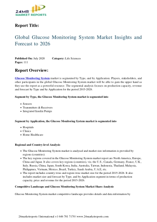 Glucose Monitoring System Market Insights and Forecast to 2026