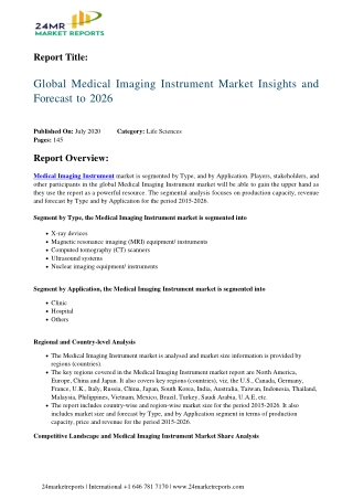 Medical Imaging Instrument Market Insights and Forecast to 2026