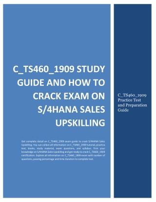 C_TS460_1909 Study Guide and How to Crack Exam on S/4HANA Sales Upskilling