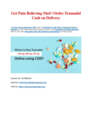 Get Pain Relieving Med Online | Buy Tramadol Online