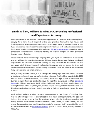 Smith, Gilliam, Williams & Miles, P.A.: Providing Professional and Experienced Attorneys