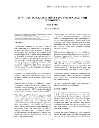 Quixk Look Analysis - Petrophysics Consultant