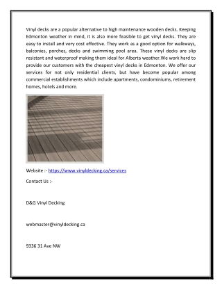 Residental Vinyl Decking |-( Vinyldecking.ca )