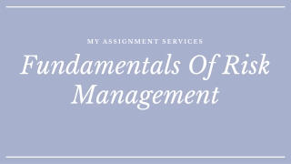 Fundamentals Of Risk Management