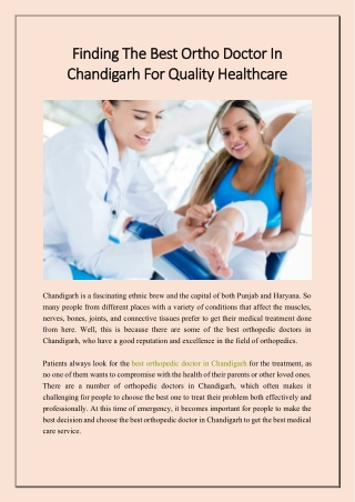 Finding The Best Ortho Doctor In Chandigarh For Quality Healthcare