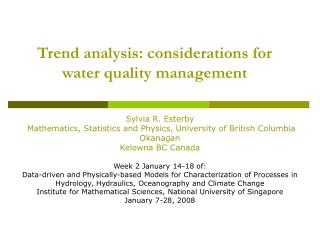 Trend analysis: considerations for water quality management