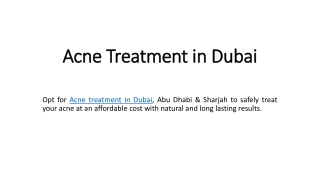 Acne Treatment in Dubai