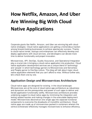How Netflix, Amazon, And Uber Are Winning Big With Cloud Native Applications