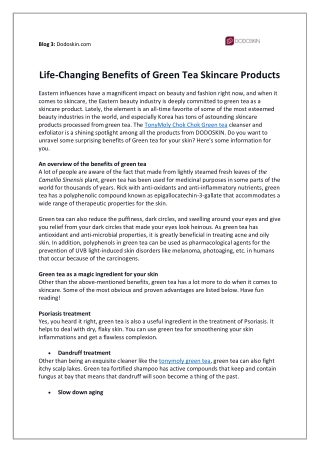 Life-Changing Benefits of Green Tea Skincare Products