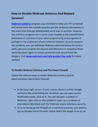 How to Disable Webroot Antivirus And Related Services?
