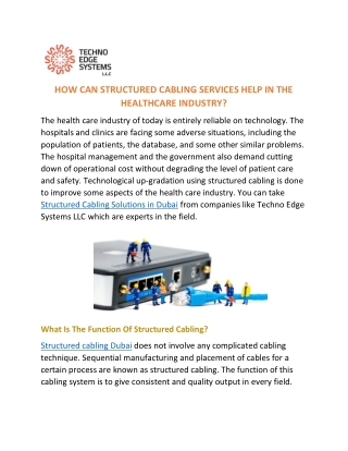 How Can Structured Cabling Services Help In The Healthcare Industry?