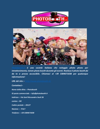 Photobooth.it: Il miglior Photo Booth a Milano