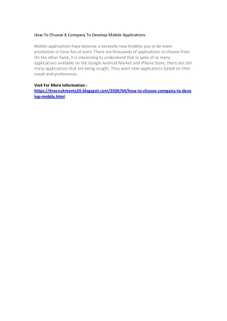 How To Choose A Company To Develop Mobile Applications