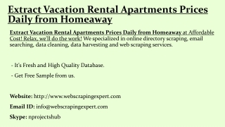 Extract Vacation Rental Apartments Prices Daily from Homeaway