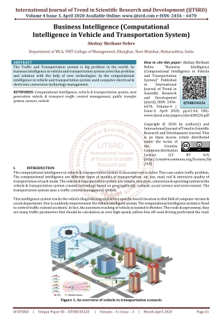 Business Intelligence Computational Intelligence in Vehicle and Transportation System