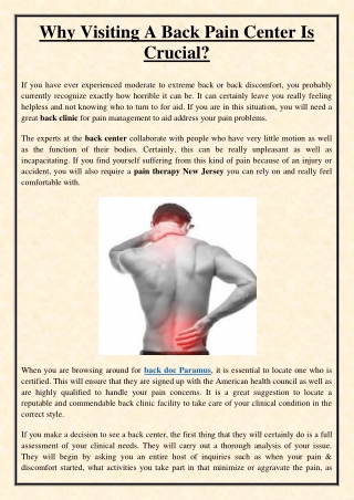 Why Visiting A Back Pain Center Is Crucial?